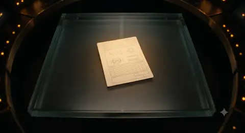 Prázdny sklenený stôl zhora, na ňom jediný dokument — pripravený na ďalšie zadanie.